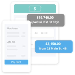 rentredi landlord-tenant app image: image of rentredi's platform showing charges