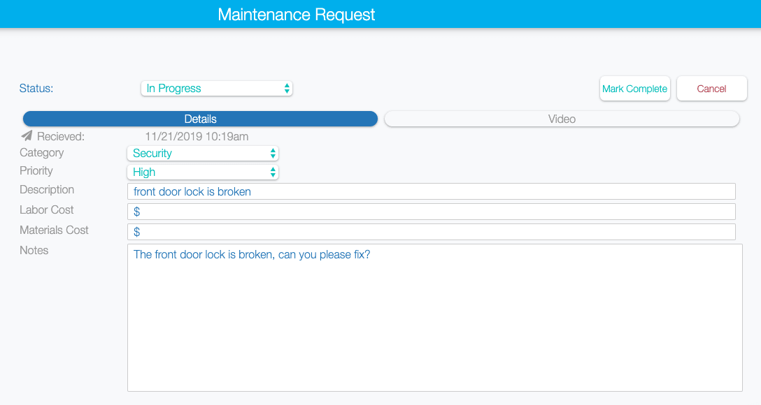 property management dashboard
