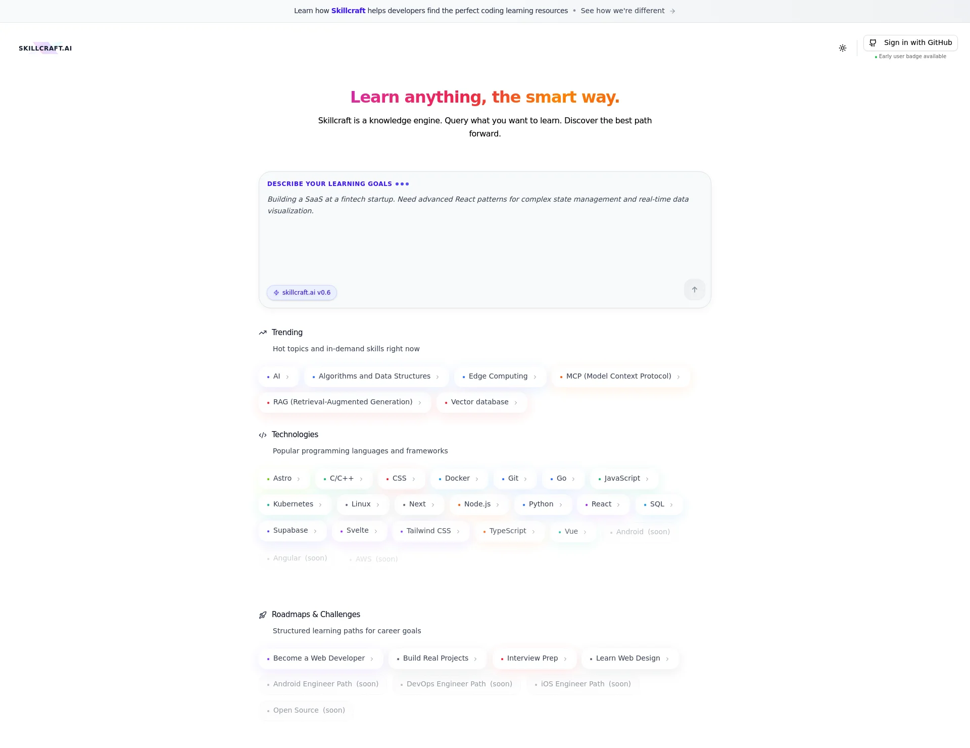 skillcraft.ai homepage