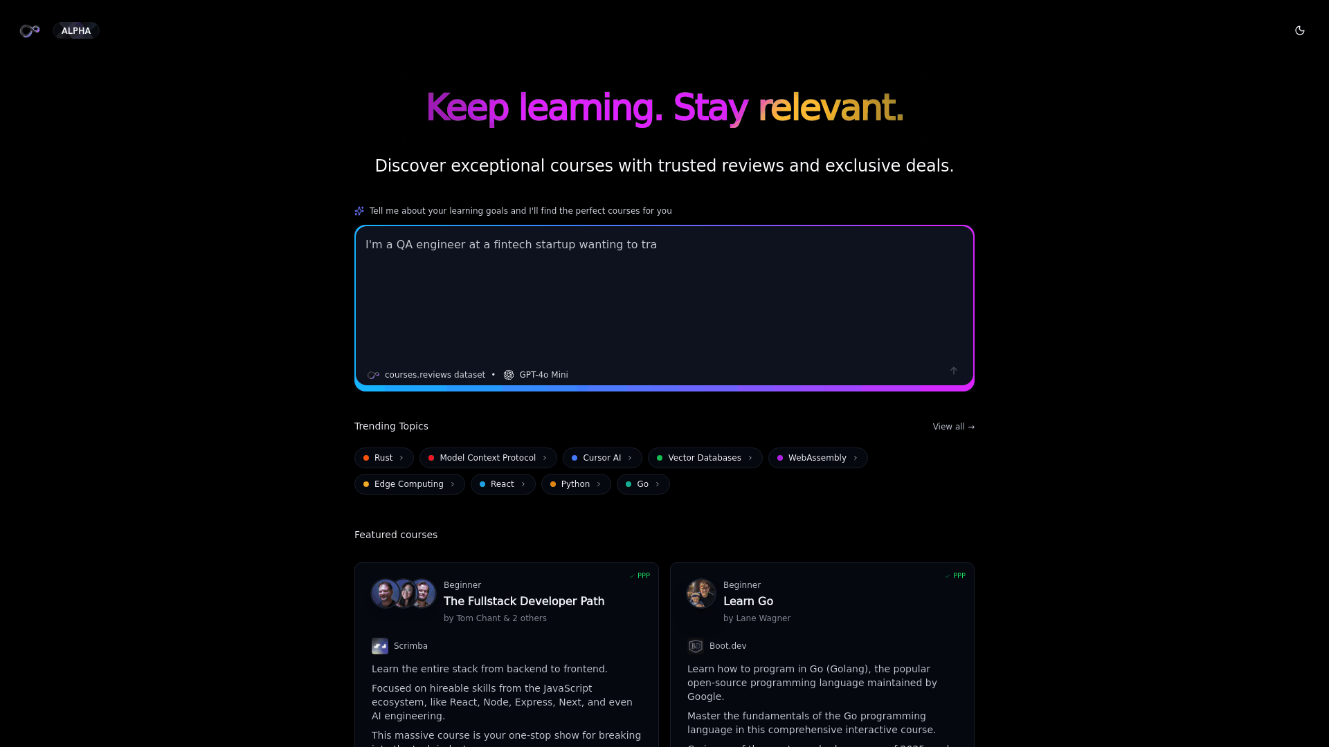 courses.reviews facelift