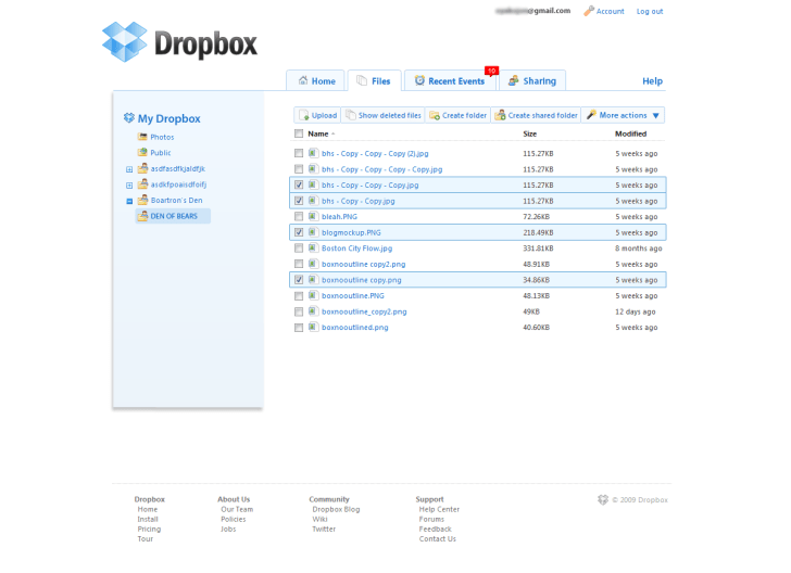Early versions of dropbox.com
