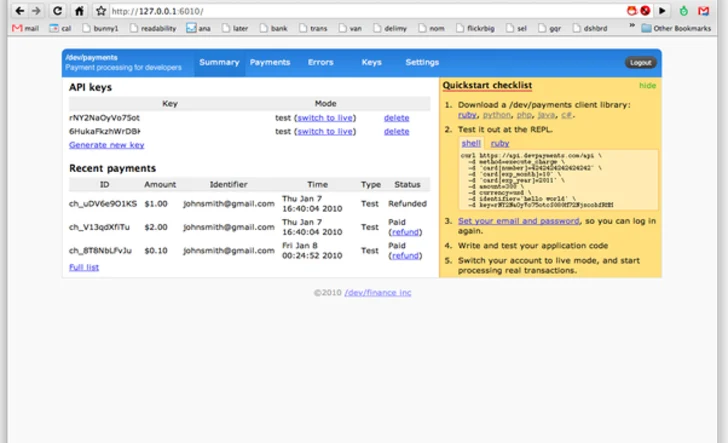 Early version of Stripe