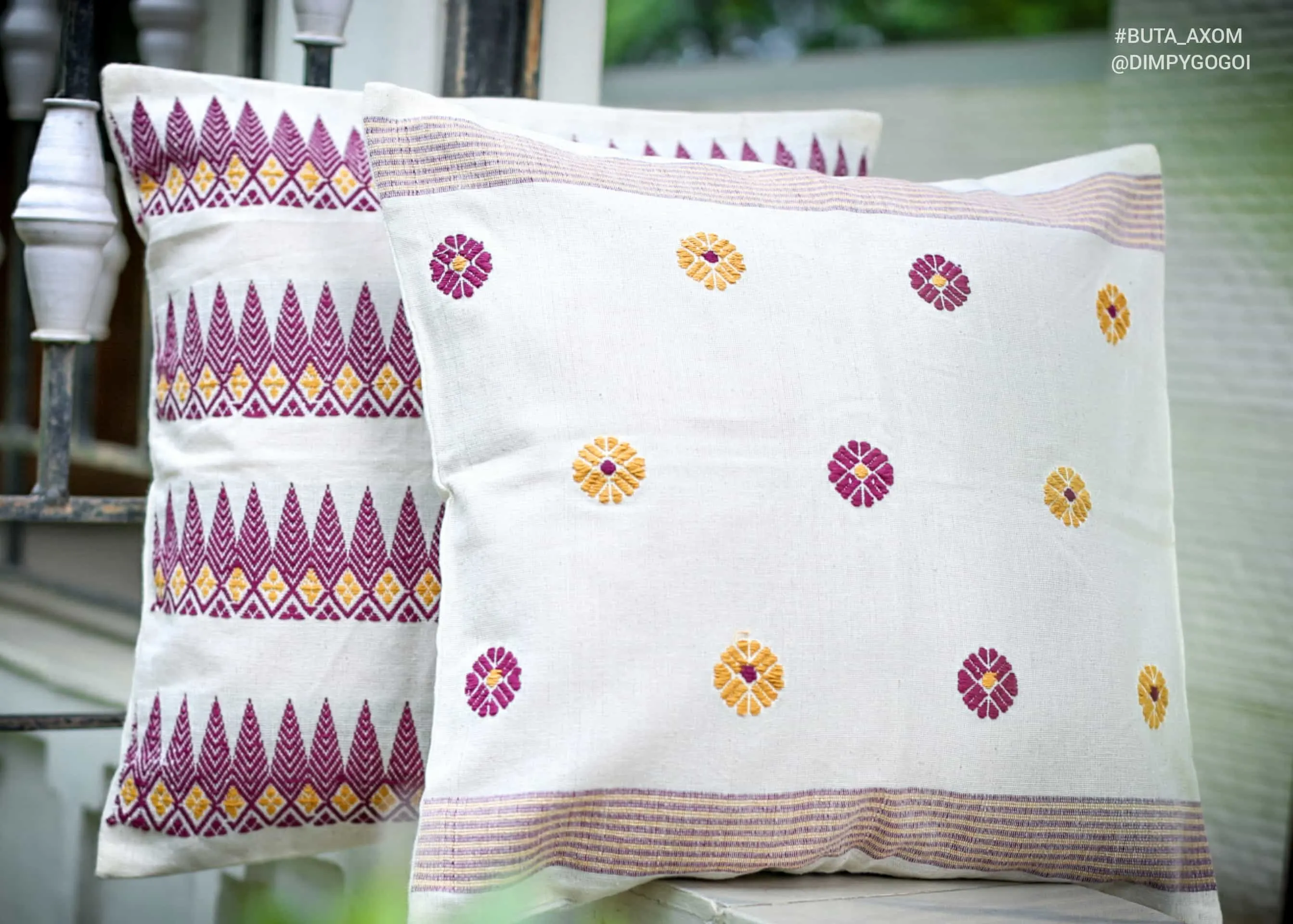 Wine Blossom Handloom Cushion Cover
