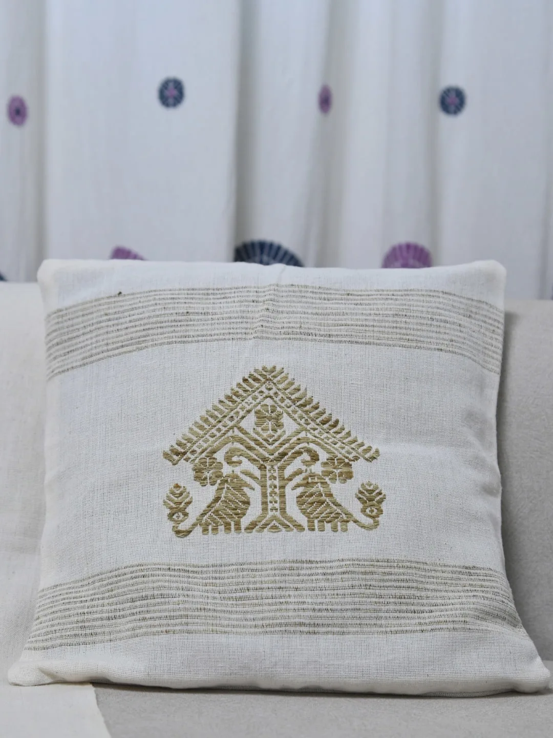 Ivory Gos Handloom Cushion Cover