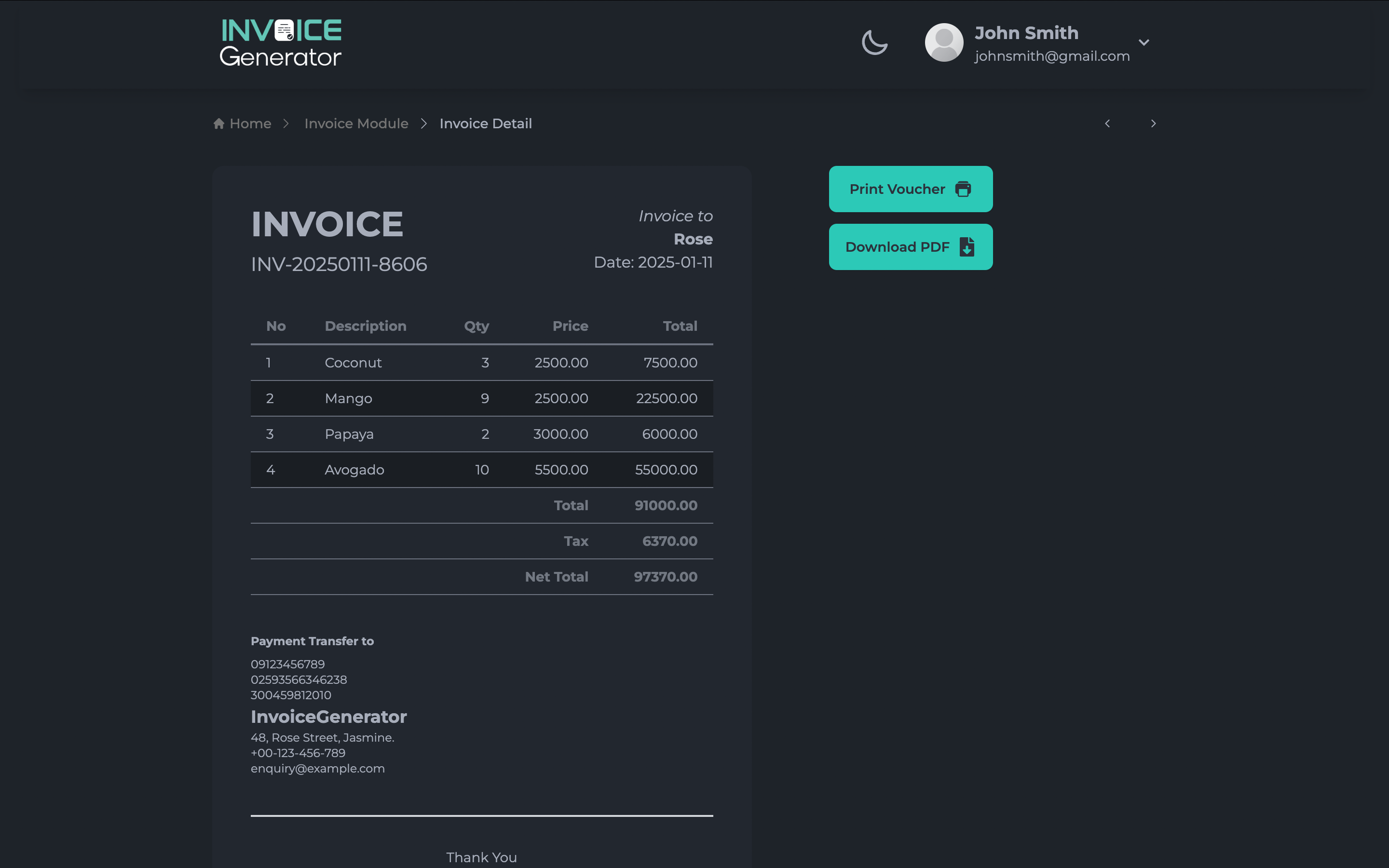 Invoice Generator App - detail 5