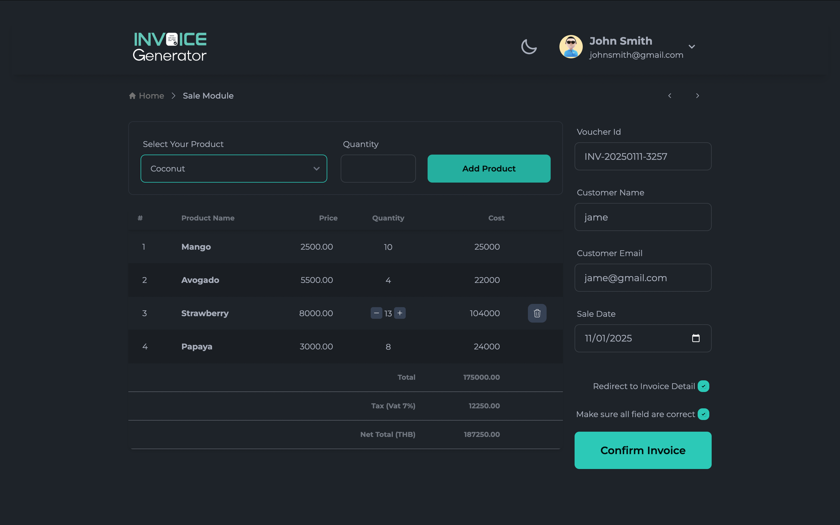 Invoice Generator App - detail 3