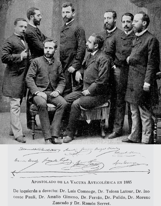 Apostolado de la vacuna anticolérica en 1885.