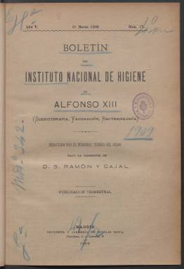 Boletín del Instituto Nacional de Higiene de Alfonso XIII. Biblioteca Nacional de España.