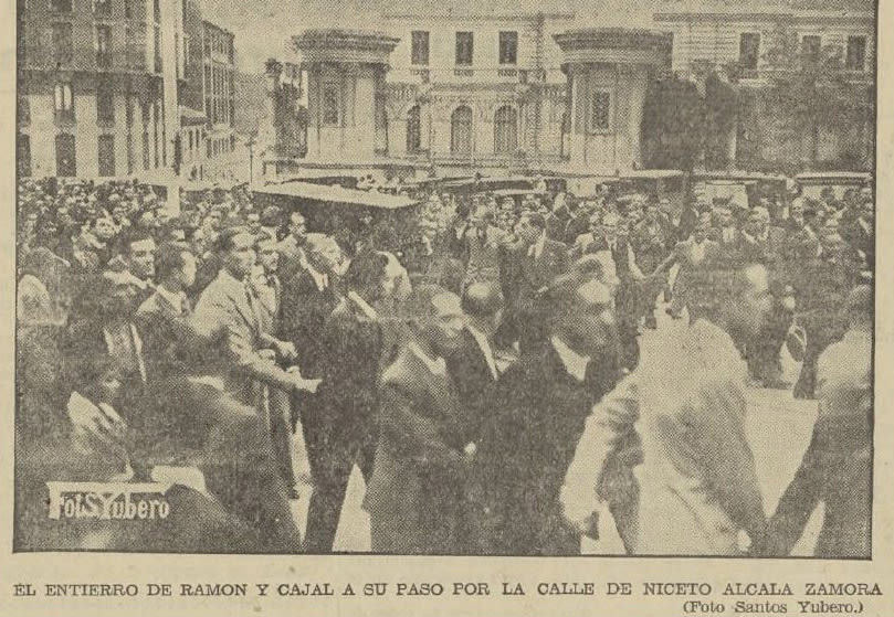 La policía impidió en la Puerta de Alcalá que el féretro fuera llevado a hombros por sus discípulos hasta el Cementerio de la Almudena, ya que días antes se había producido la revolución de 1934 en Asturias, Doctor Bacteria.