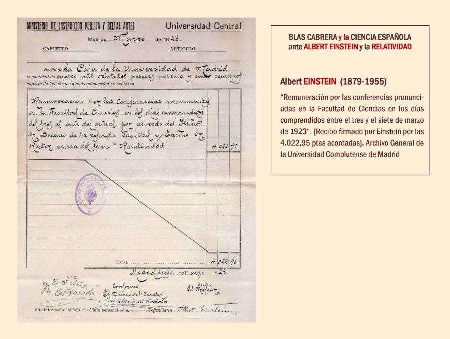 CONMEMORACIÓN del CENTENARIO de la VISITA de A. EINSTEIN a ESPAÑA en 1923
BLAS CABRERA y la CIENCIA ESPAÑOLA ante ALBERT EINSTEIN y la RELATIVIDAD