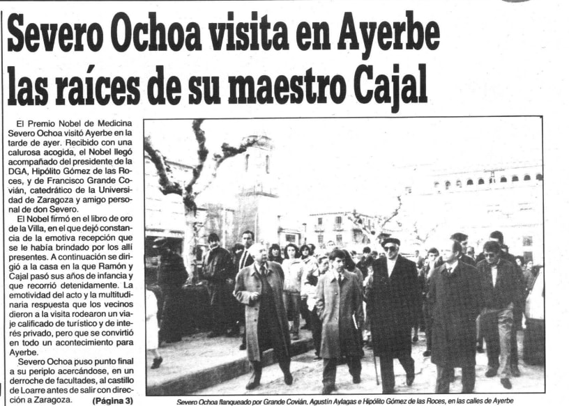 Severo Ochoa y Grande Covian - Santiago Ramon y Cajal Ayerbe Visita