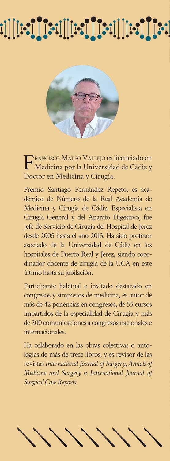 Retrato del Dr. Francisco Mateo Vallejo, médico especializado en cirugía general y del aparato digestivo, con un fondo suave y elementos decorativos en un estilo elegante.