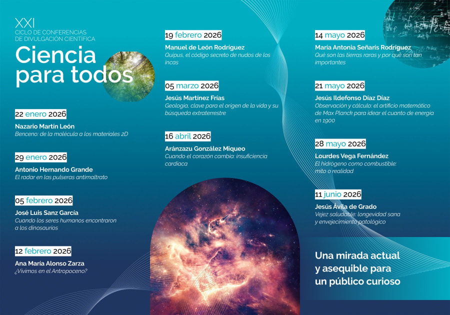 Cartel del XXI Ciclo de Conferencias de Divulgación Científica, titulado 