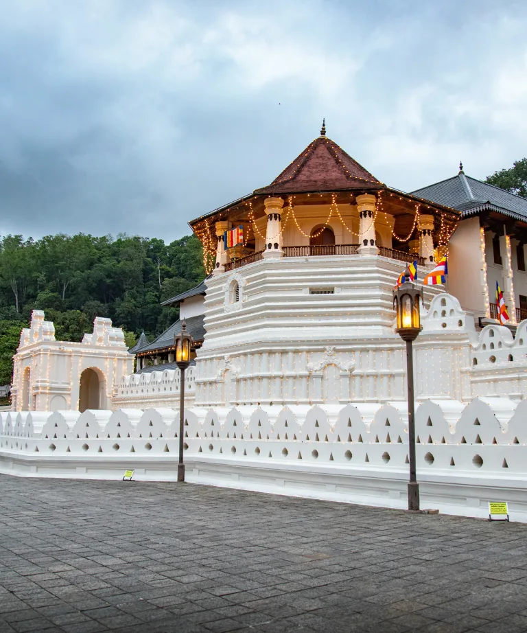 Part of the temple walls of the Temple of the Tooth in Kandy, Sri Lanka