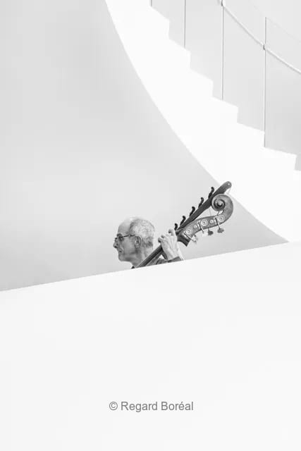Minimalisme. Noir & Blanc. Musicien. Contrebasse. Arts. Concert - Regard Boréal
