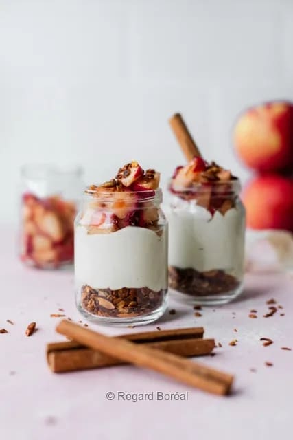 Granola. Pommes Yogourt. Cannelle. Collation - Regard Boréal