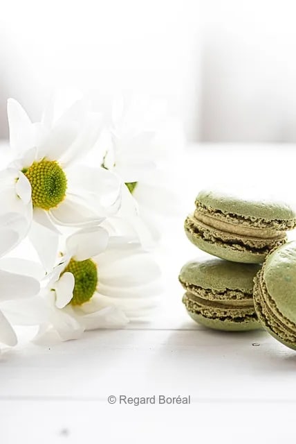Macarons. Dessert. Nourriture. Recette. Gastronomie. Patisserie. Marguerites. Alimentation. Culinaire - Alain Lebel - Regard Boréal