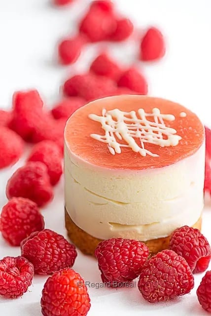 Dessert aux framboises. Nourriture Recette. Gastronomie. Patisserie. Alimentation. Culinaire - Regard Boréal