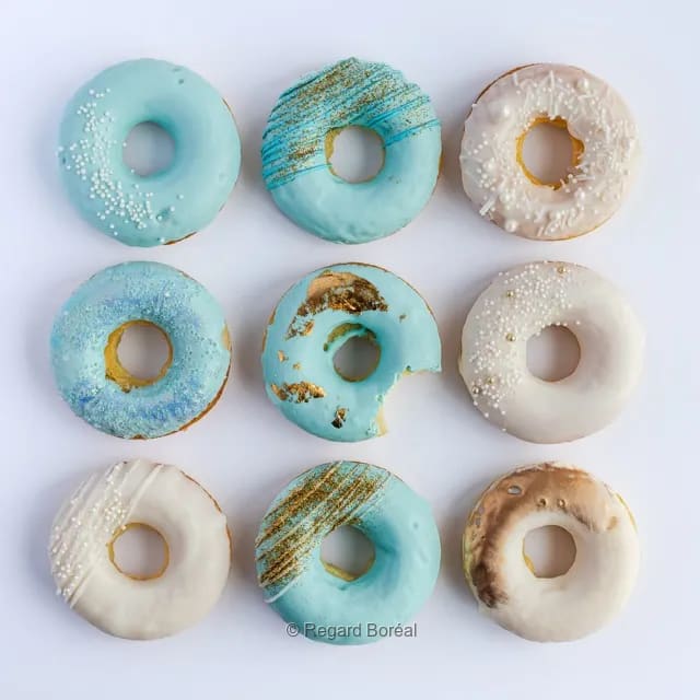 Beignes avec glacage. Patisserie. Gourmandise. Art de la table. Gastronomie. Dessert - Regard Boréal