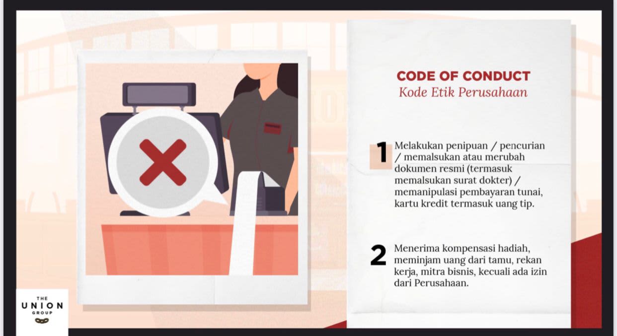 Contoh Storyborad CODE OF CONDUCT 2 dari klien The Union Group