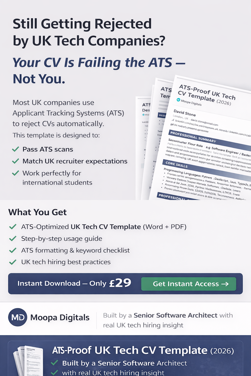 ATS-Proof UK Tech CV Template Preview