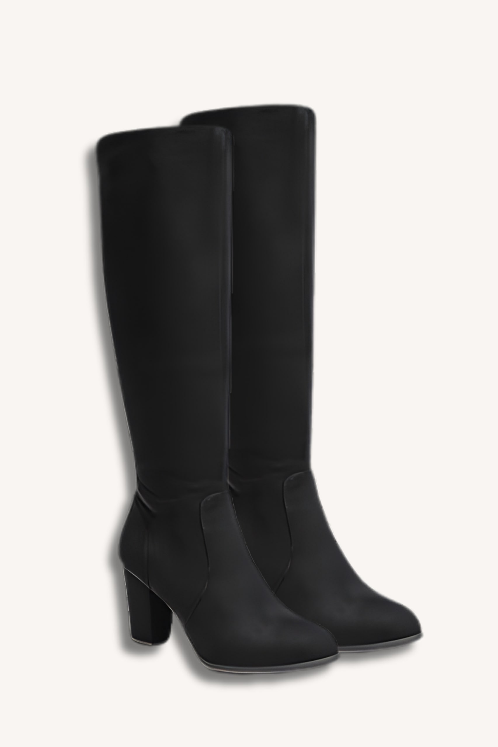 Black suede knee-high boot texture detail