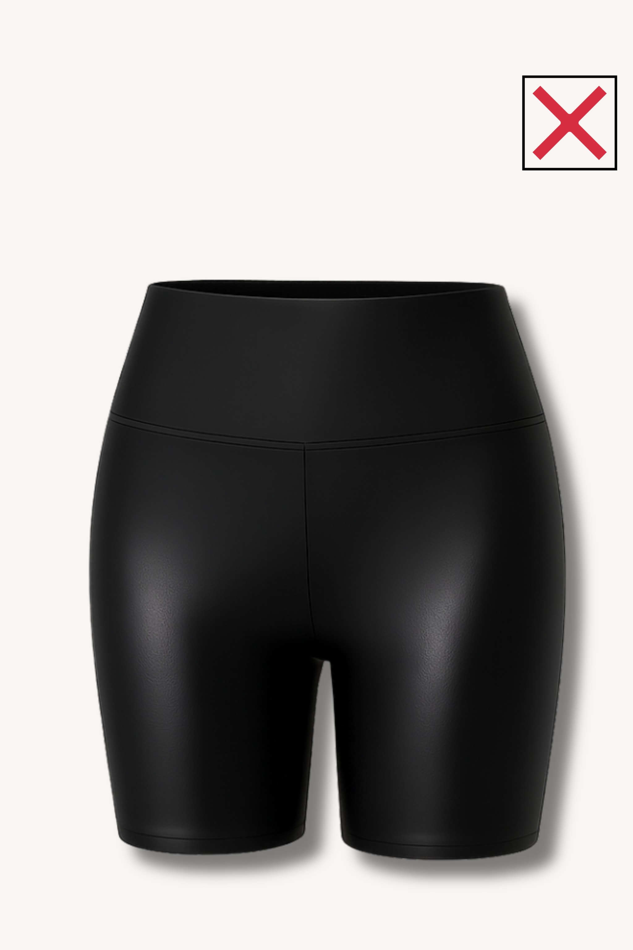 Comparison of matte versus shiny fabric finish and high-waisted fit detail Right