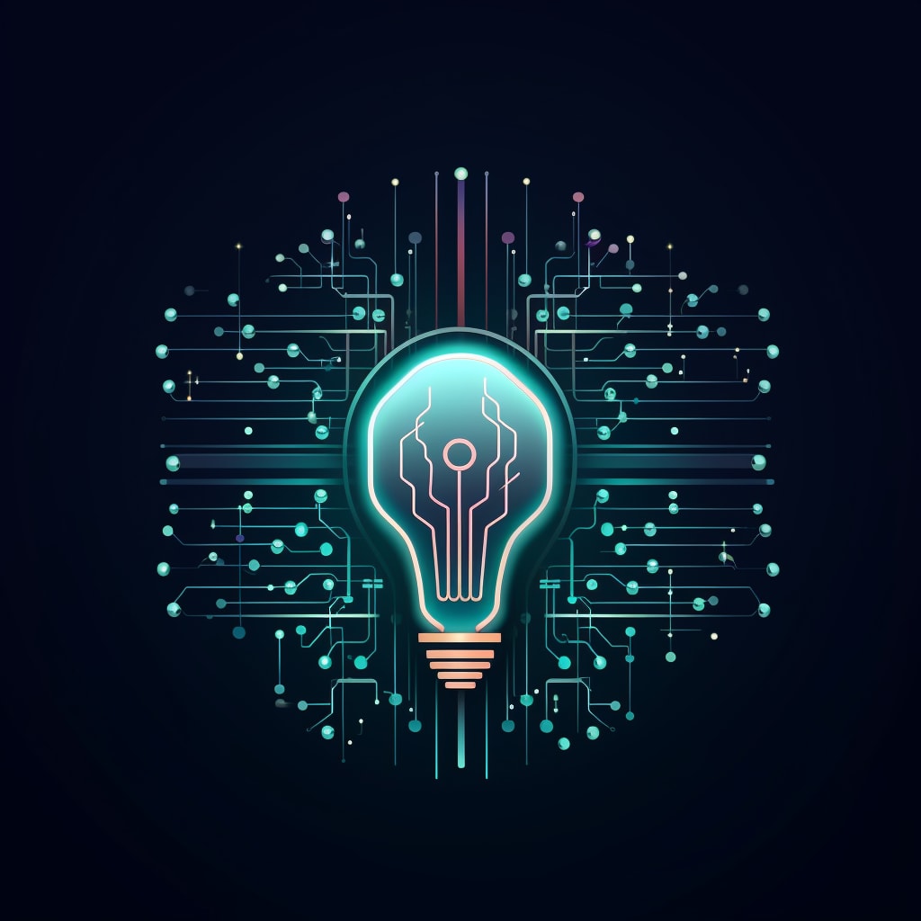 lightbulb and microchip fusion