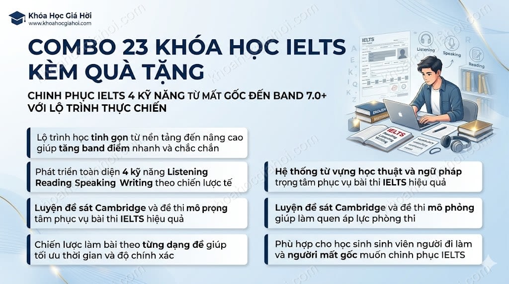 Combo 23 Khóa Học IELTS Kèm Quà Tặng