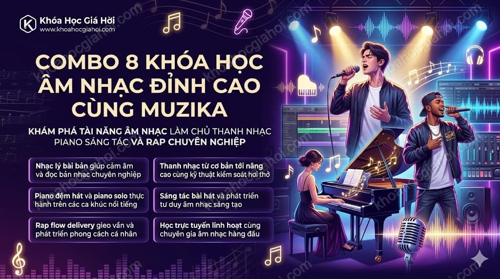 Combo 8 Khóa Học Âm Nhạc Đỉnh Cao Cùng Muzika