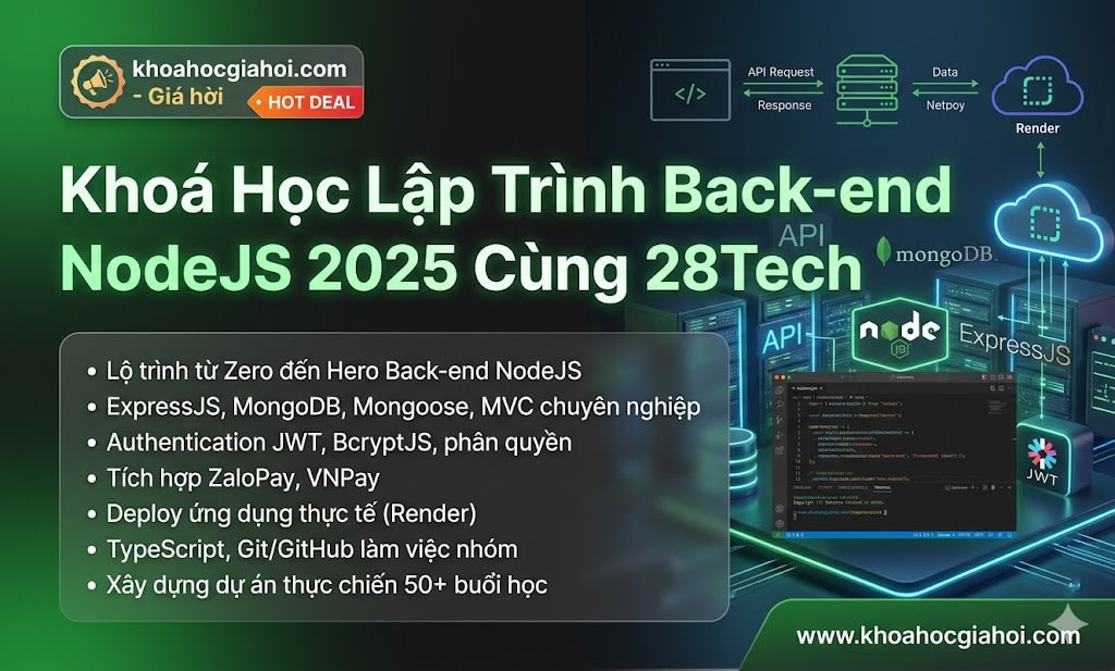 Khoá Học Lập Trình Back-end NodeJS 2025 Cùng 28Tech