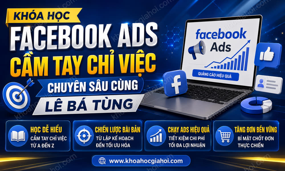 Khóa Học Facebook Ads Cầm Tay Chỉ Việc Chuyên Sâu Cùng Lê Bá Tùng