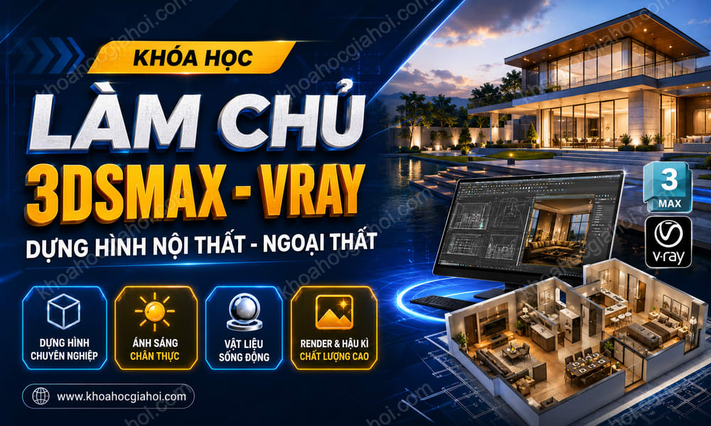 Khóa Học Làm Chủ 3dsmax - Vray Dựng Hình Nội Thất - Ngoại Thất