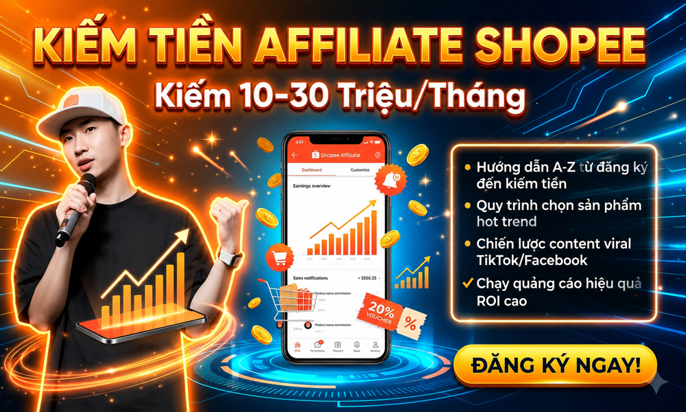Khóa Học Shopee Affiliate 2025 – 2026 Cùng Phan Đức Nho [ Kiếm 10 – 30 Triệu/Tháng]