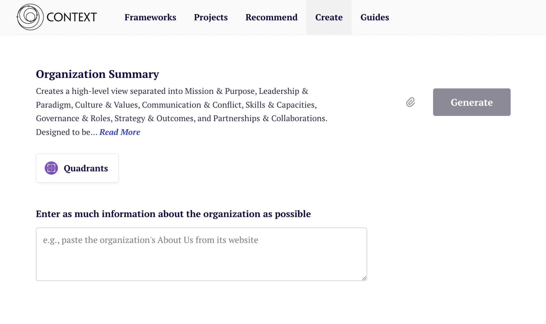 Organization Summary Creation Process