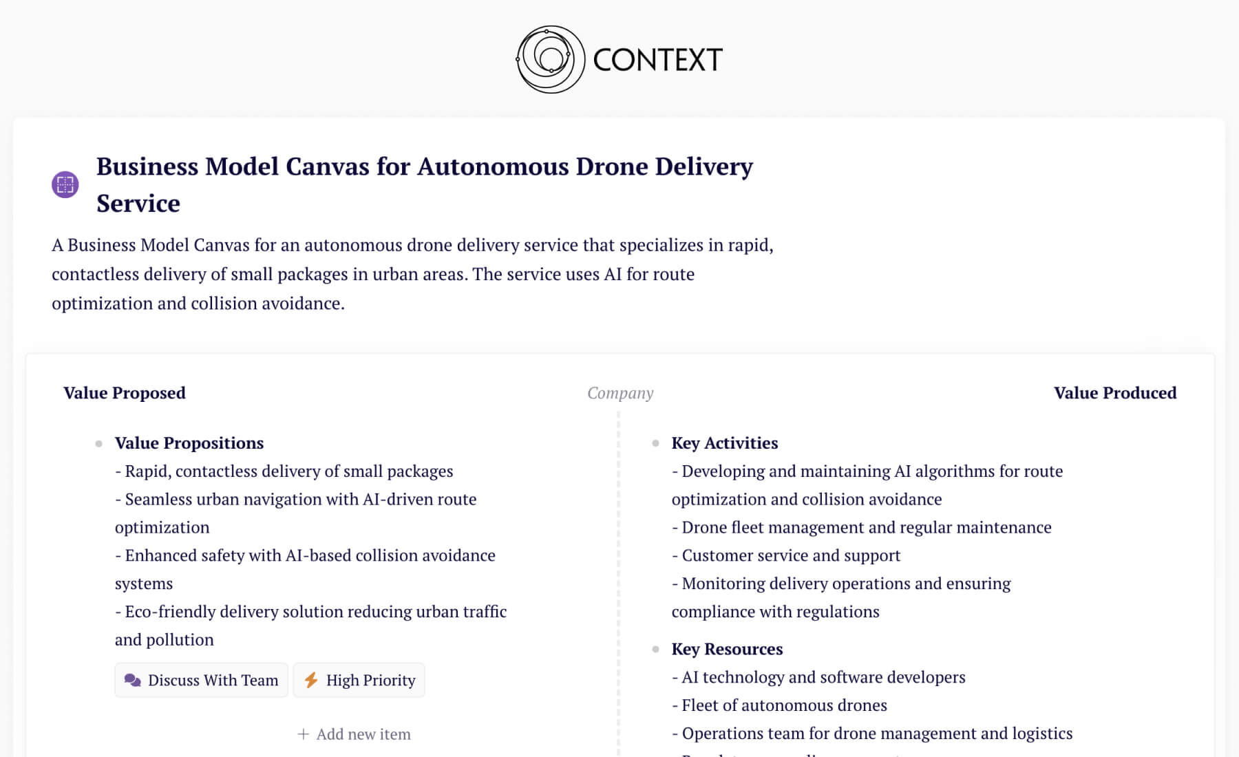 Autonomous Drone Delivery Service BMC