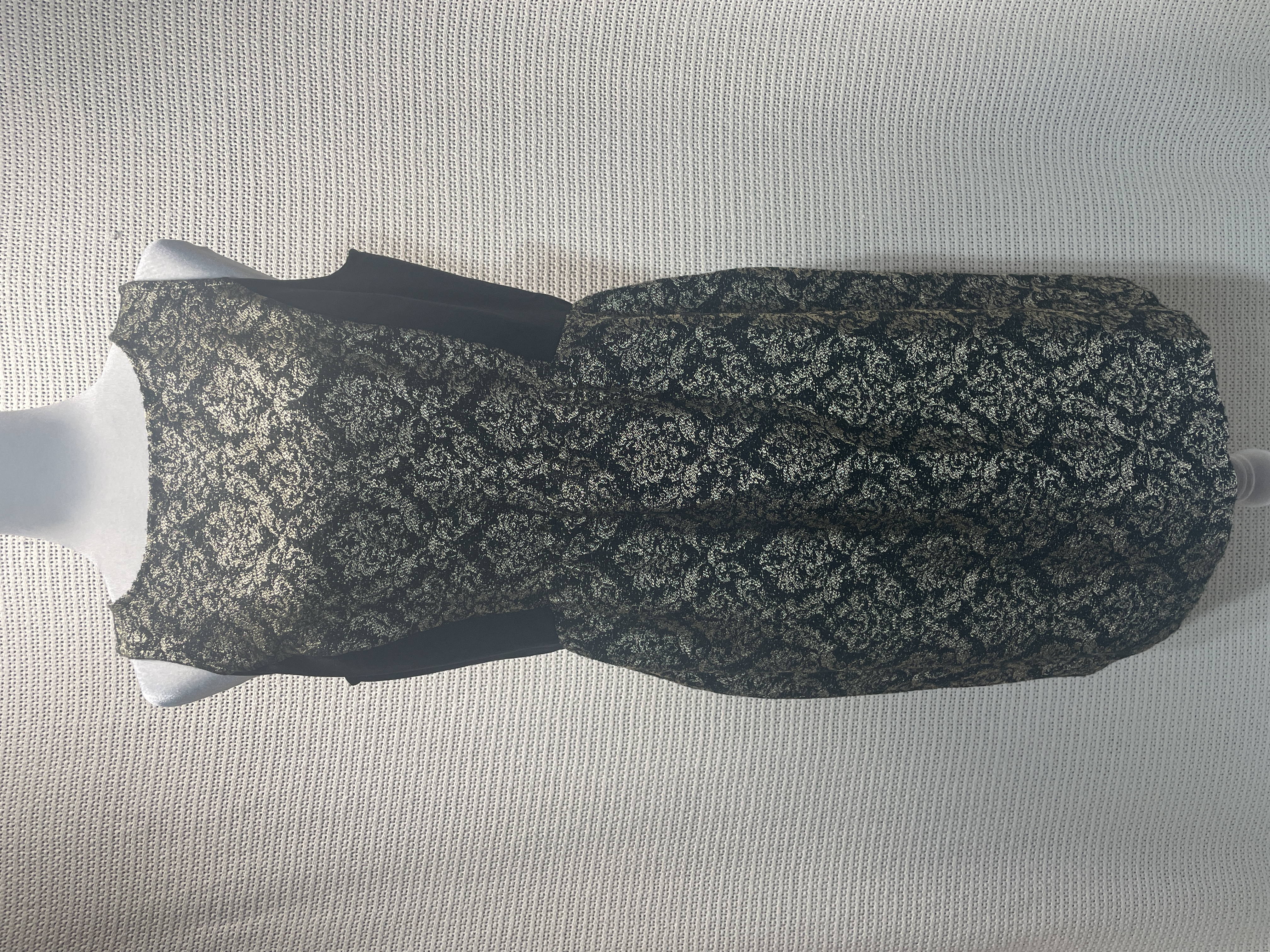 LOFT Black & Gold Metallic Jacquard Damask Sheath Cocktail Dress