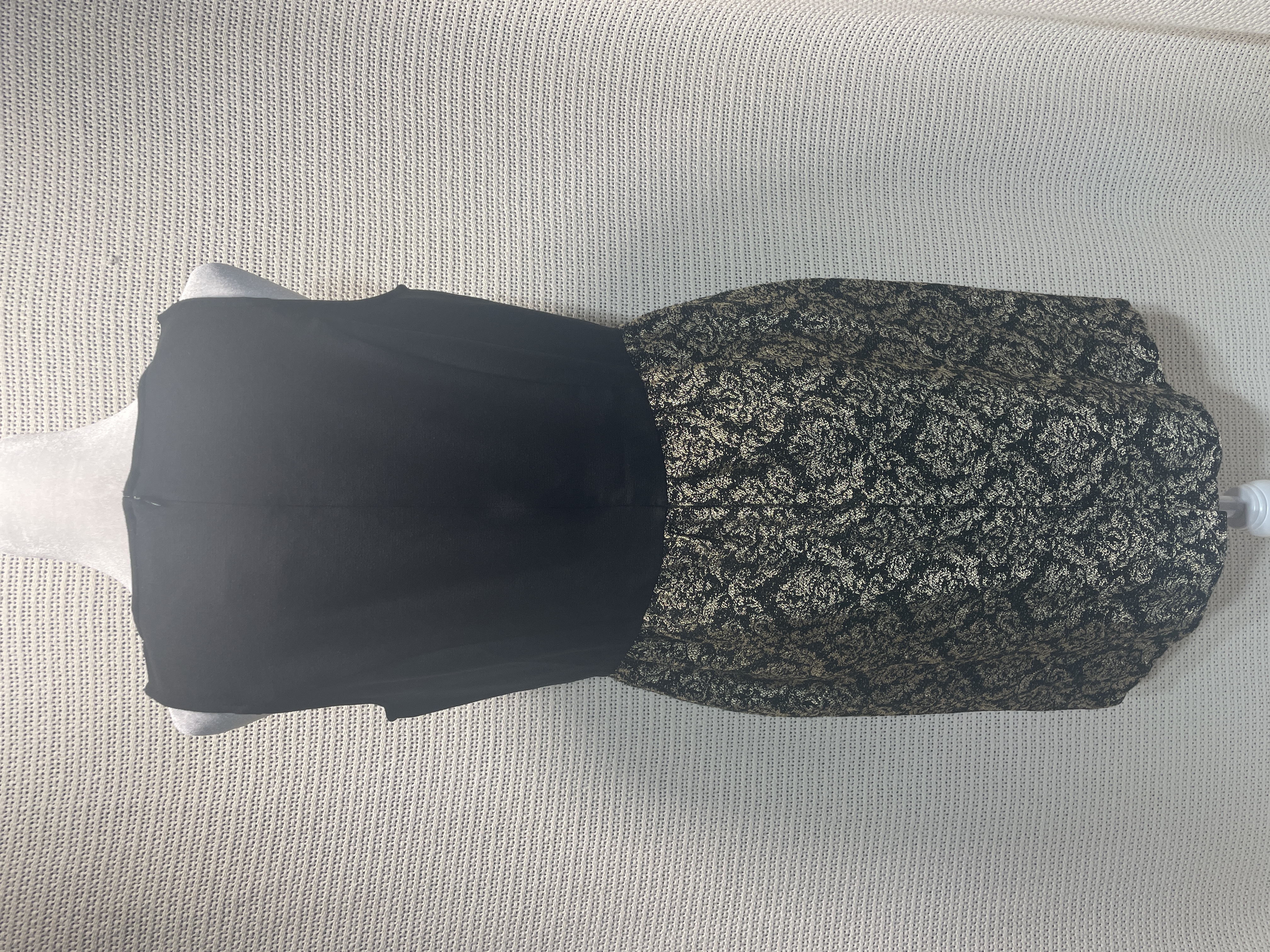 LOFT Black & Gold Metallic Jacquard Damask Sheath Cocktail Dress picture 2