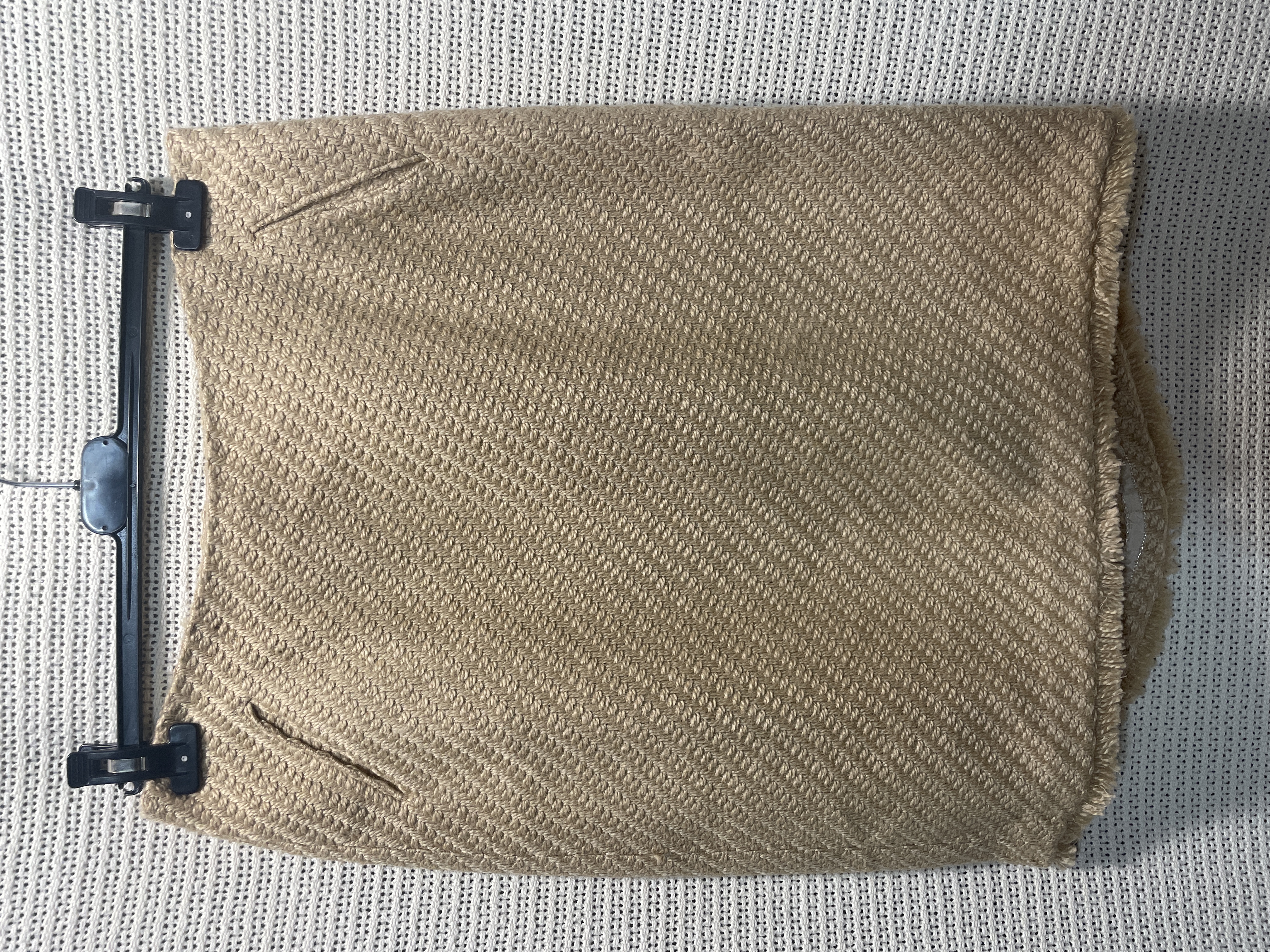 Grace Dane Lewis Tan Chevron Knit Midi Skirt Pockets Fringe Size 10
