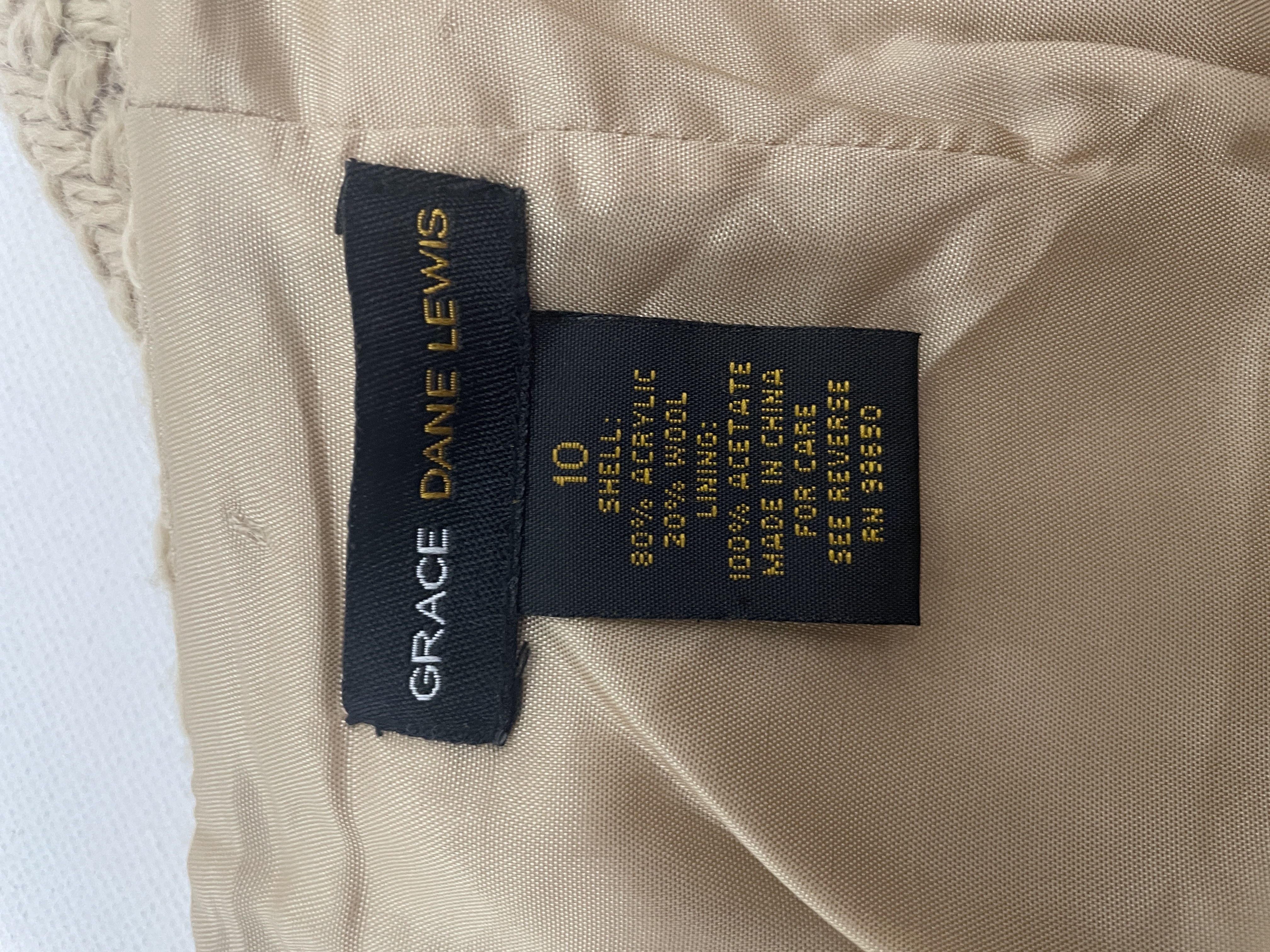 Grace Dane Lewis Tan Chevron Knit Midi Skirt Pockets Fringe Size 10 picture 5
