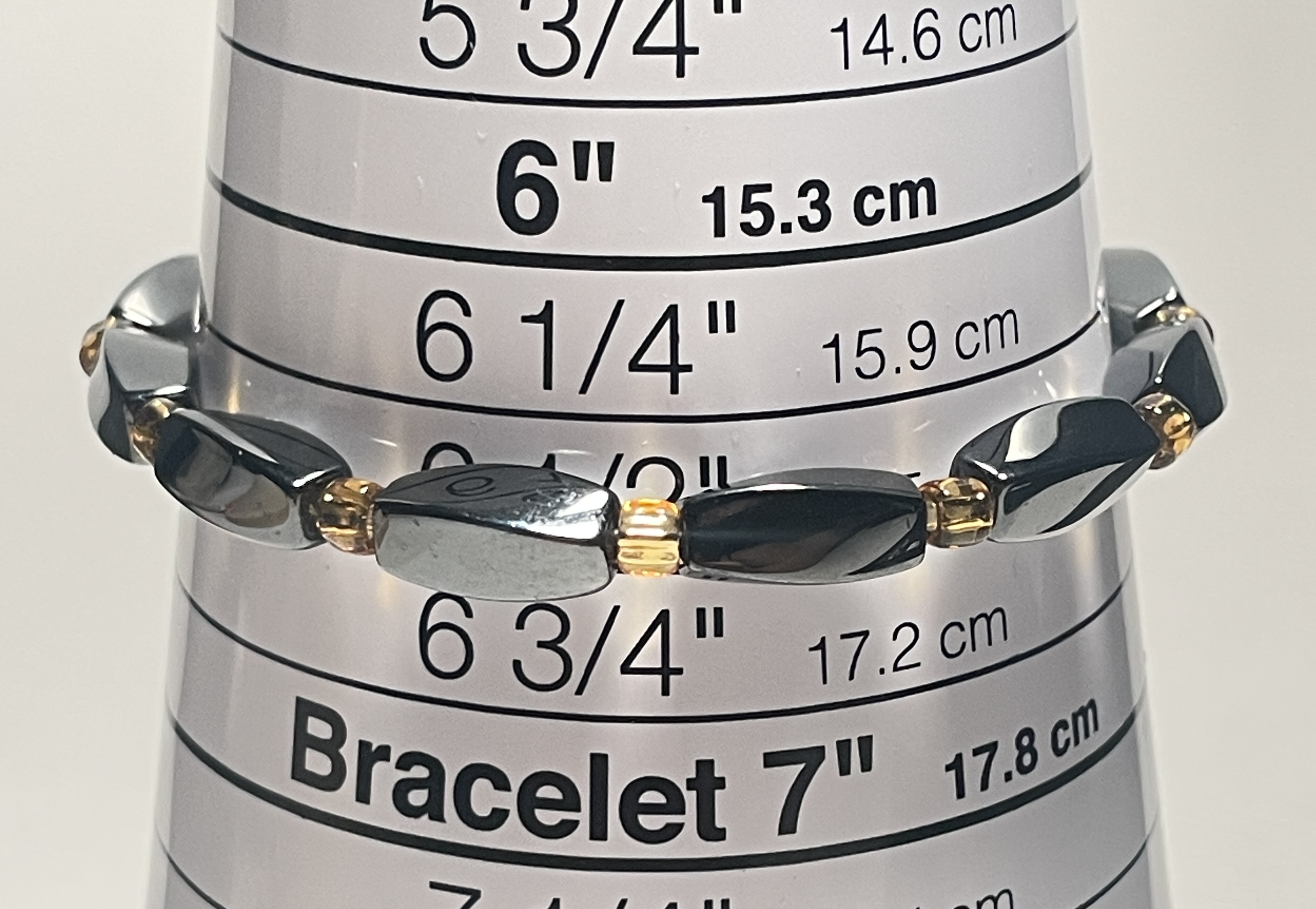 Magnetic Hematite Beaded Bracelet Black & Gold-Toned Therapy Jewelry picture 4