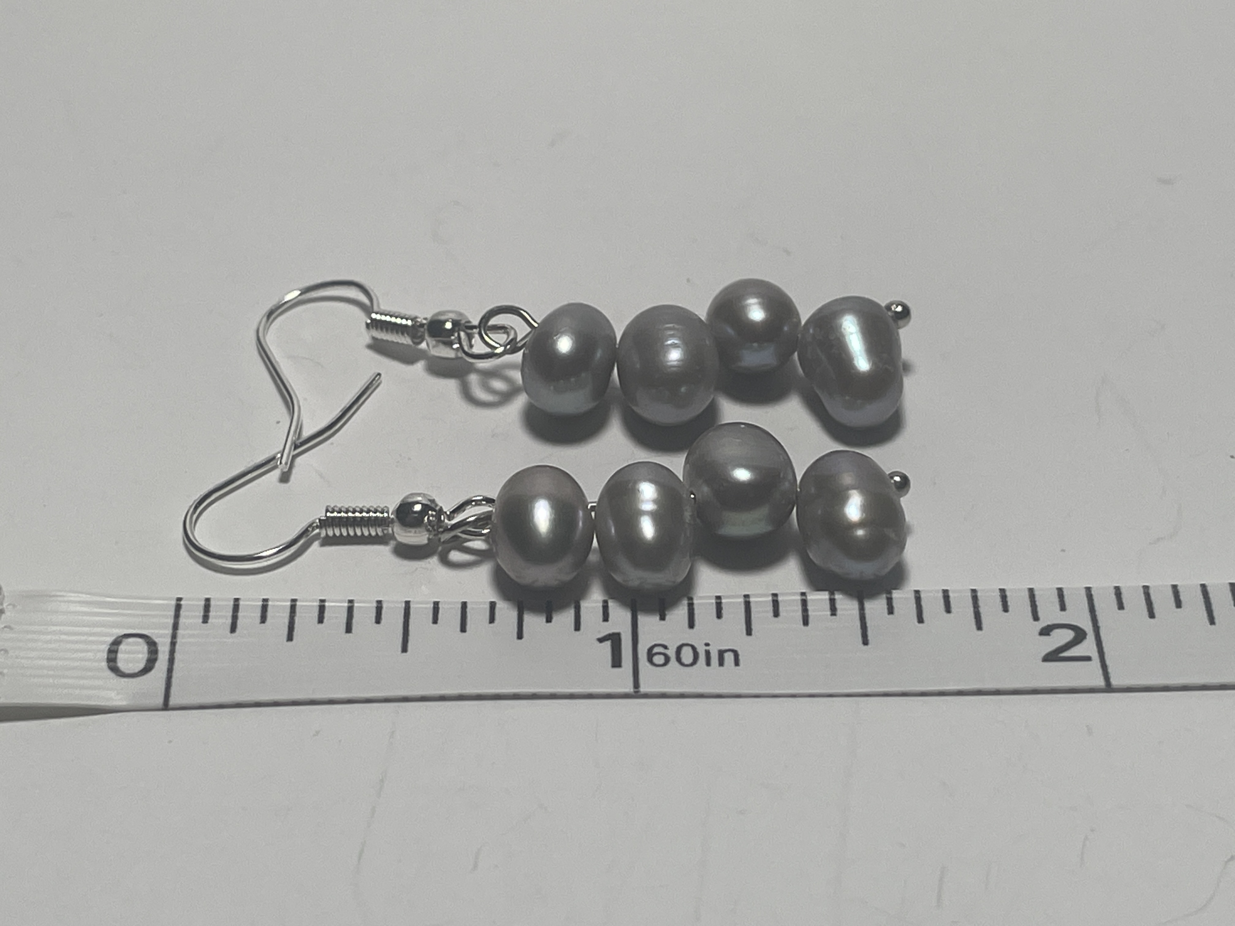 Gray Baroque Freshwater Cultured Pearl Cluster Dangle Earrings picture 3
