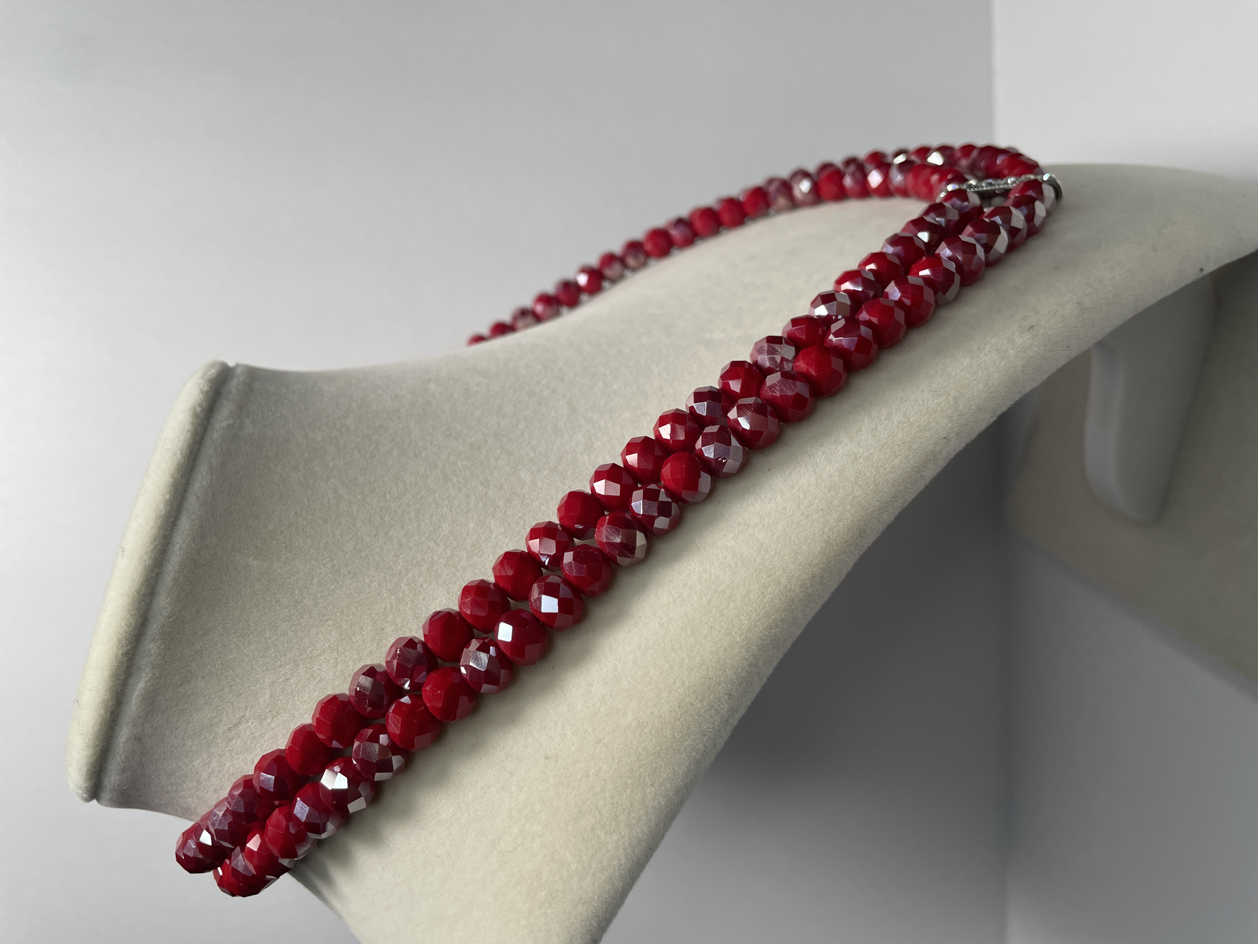Red Faceted Crystal Glass Bead Neckalce picture 2