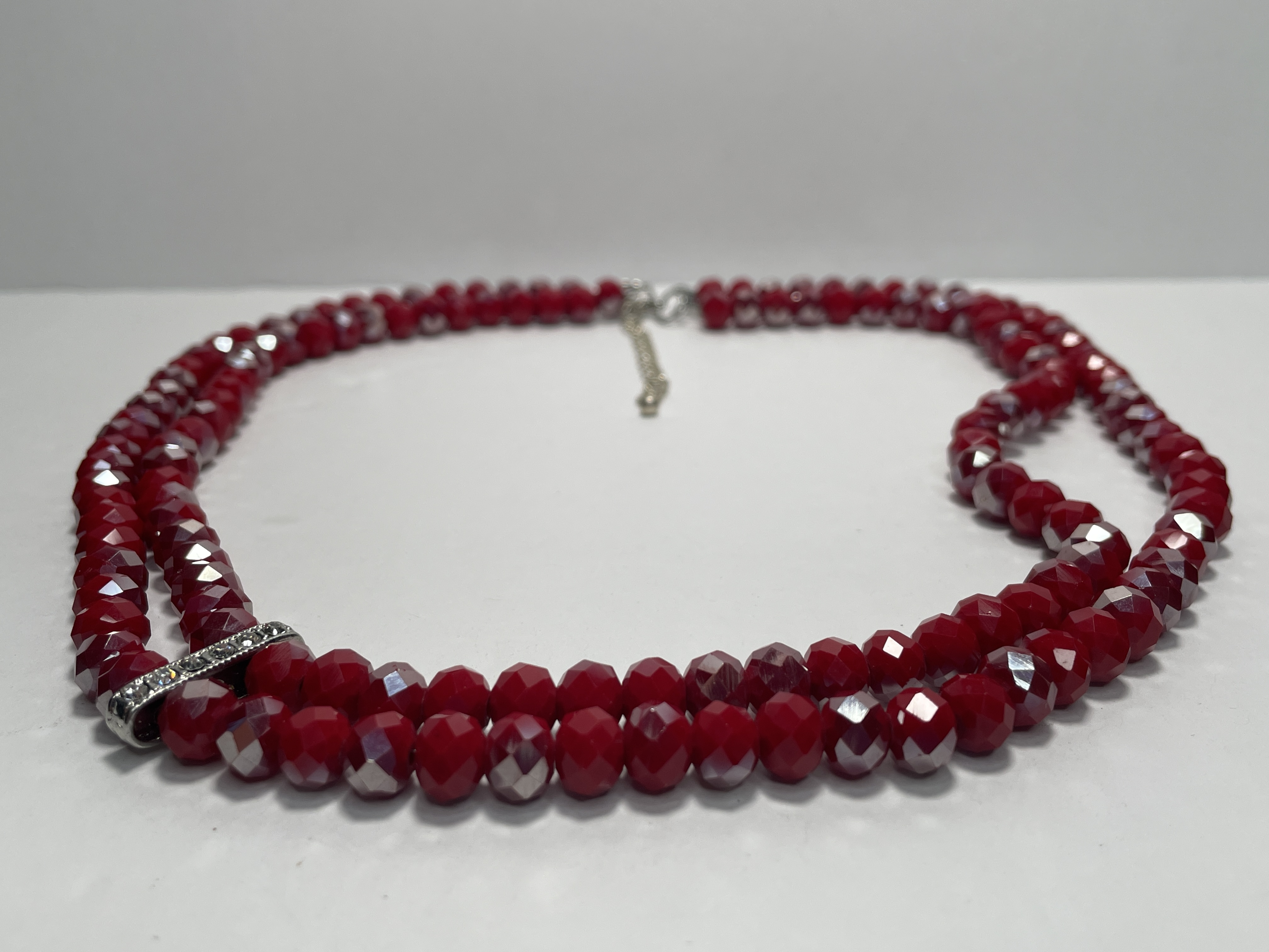 Red Faceted Crystal Glass Bead Neckalce picture 3