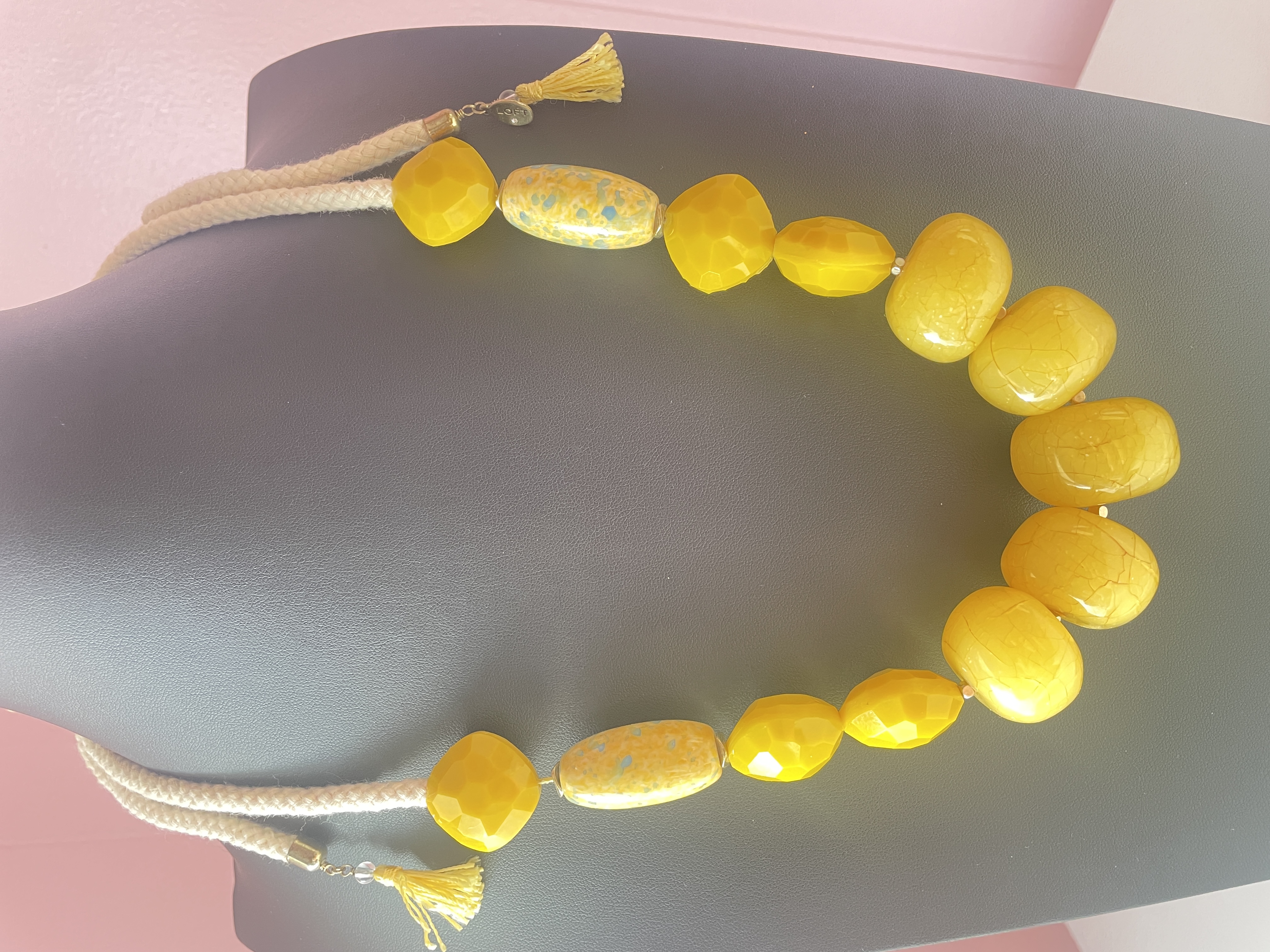 LOFT Yellow Resin Chunky Beaded Necklace