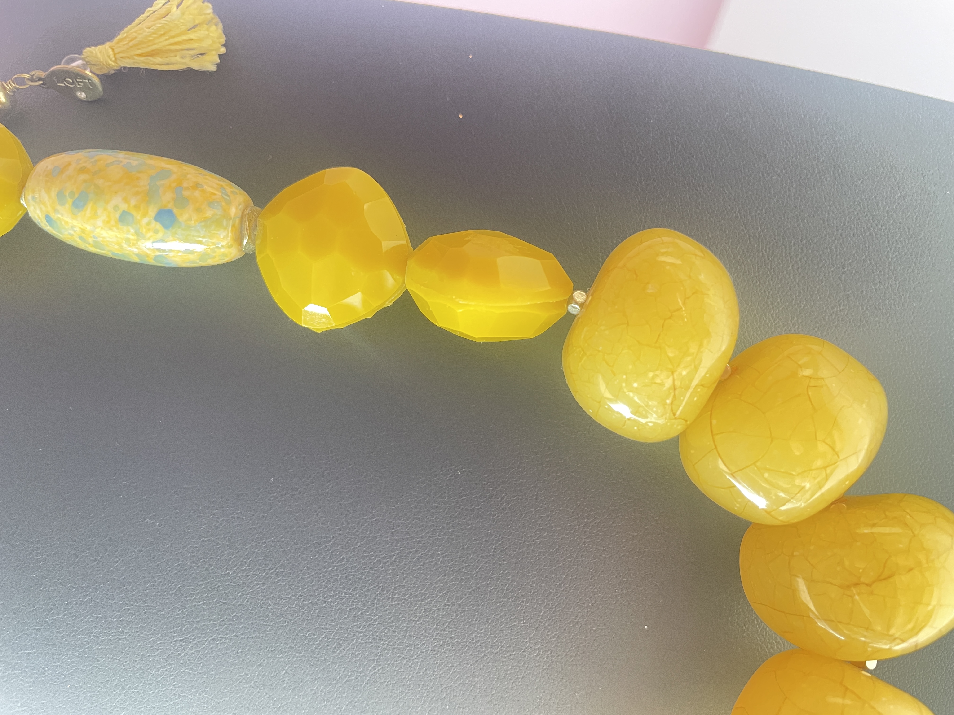 LOFT Yellow Resin Chunky Beaded Necklace picture 2