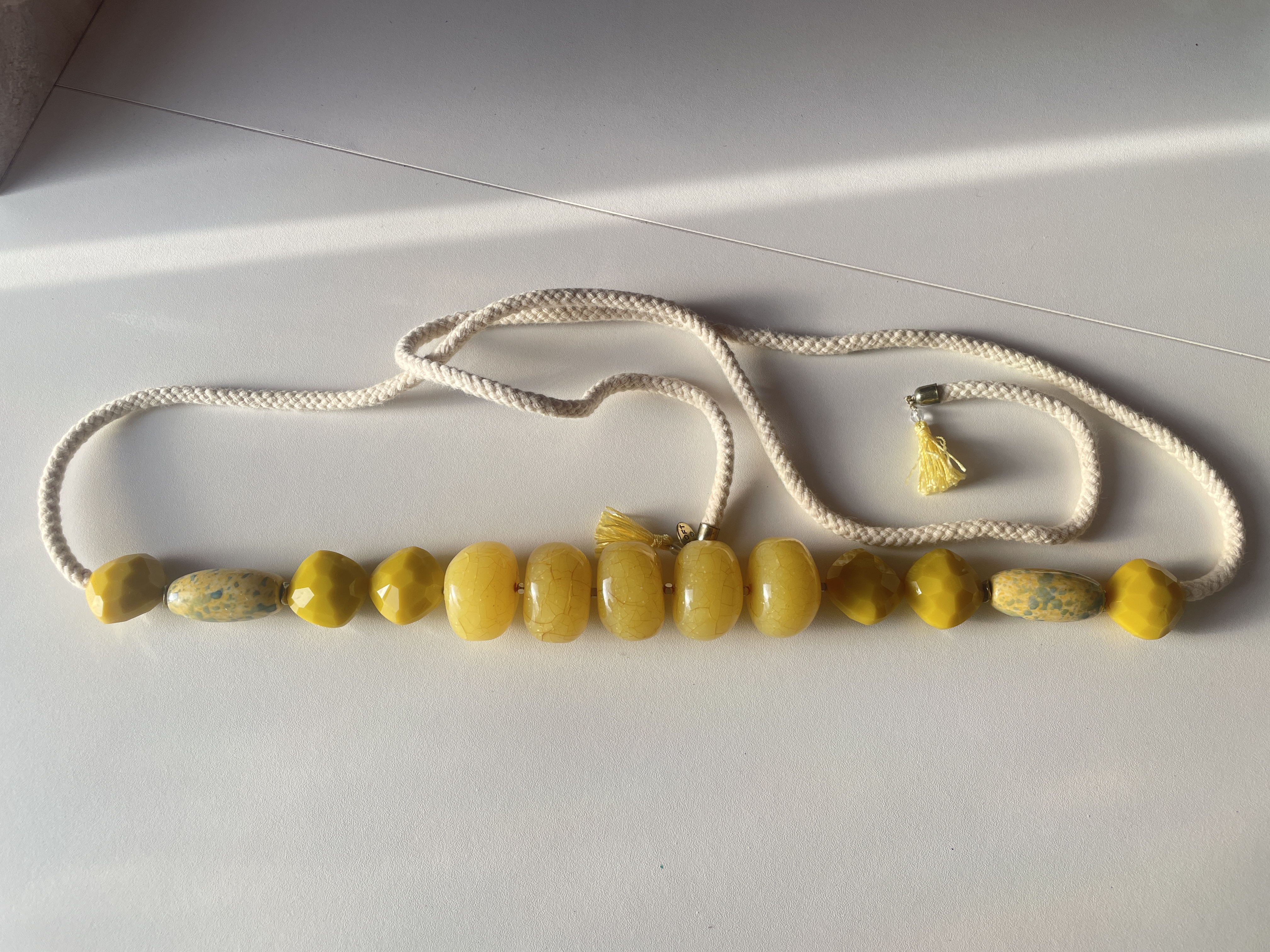 LOFT Yellow Resin Chunky Beaded Necklace picture 5