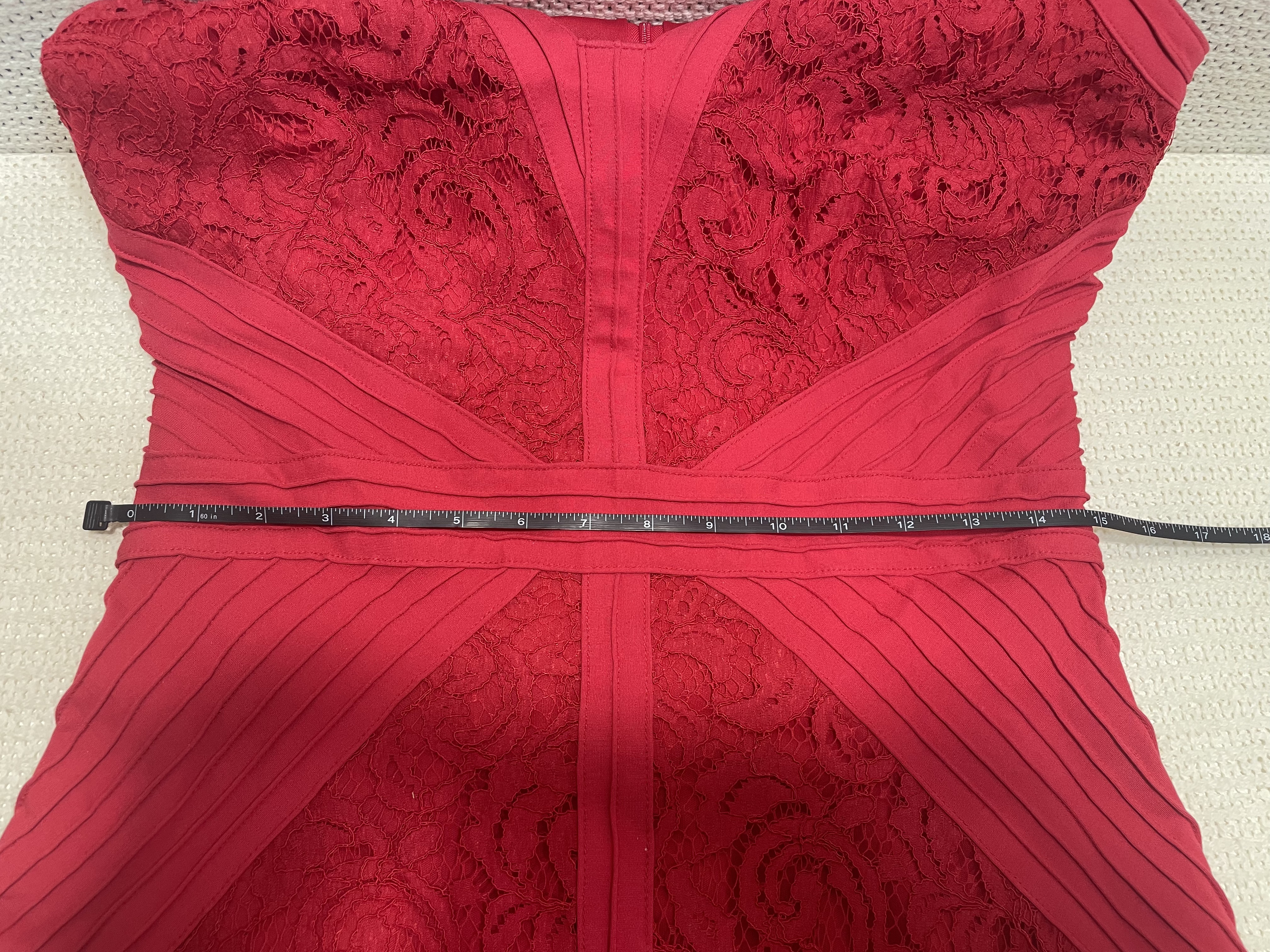 Tadashi Shoji Deep Rose Lace Pintuck Jersey Fit Flare Cocktail Dress picture 4
