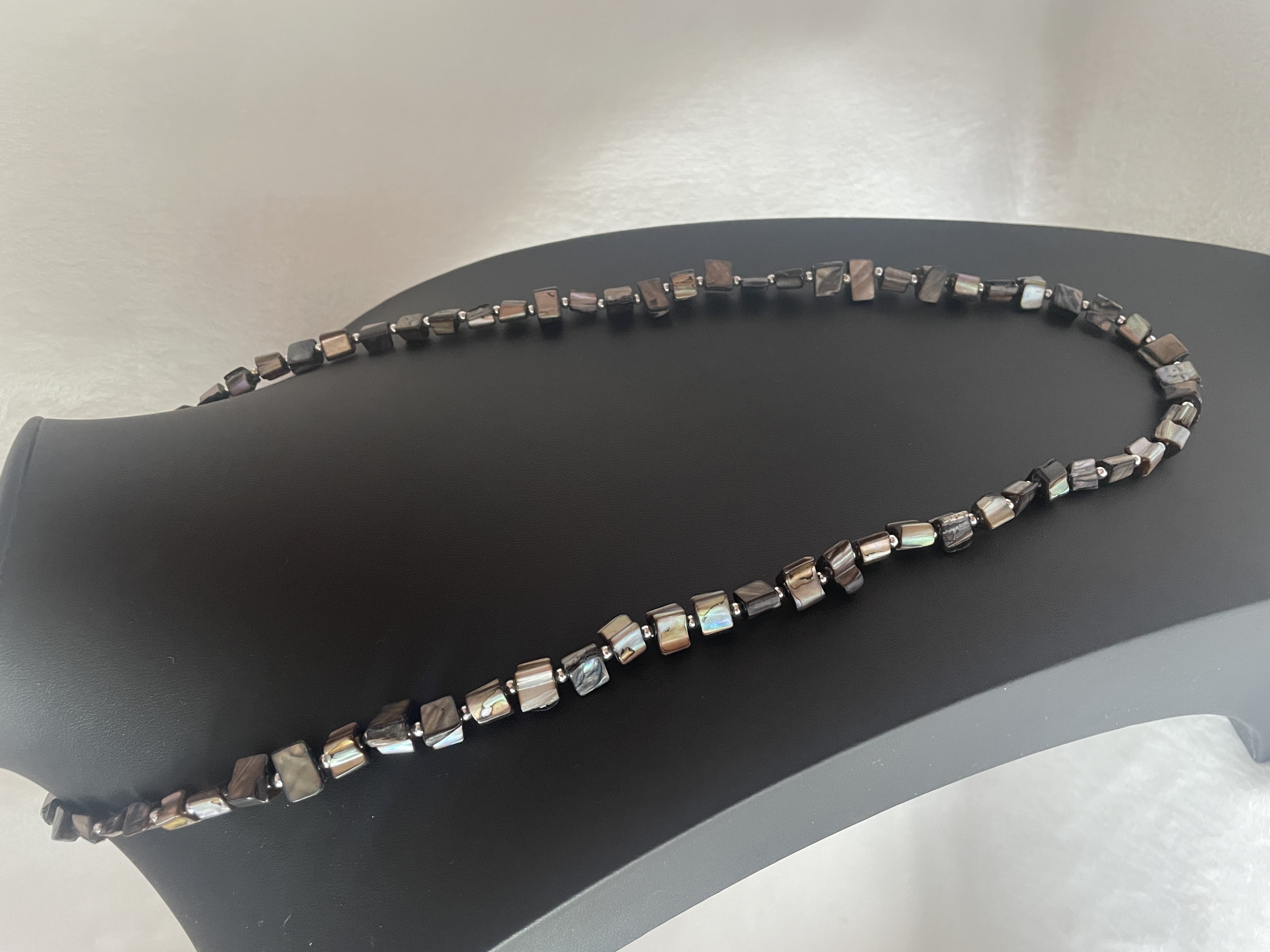 Gray Iridescent Abalone Polished Sea Shell Bead picture 2