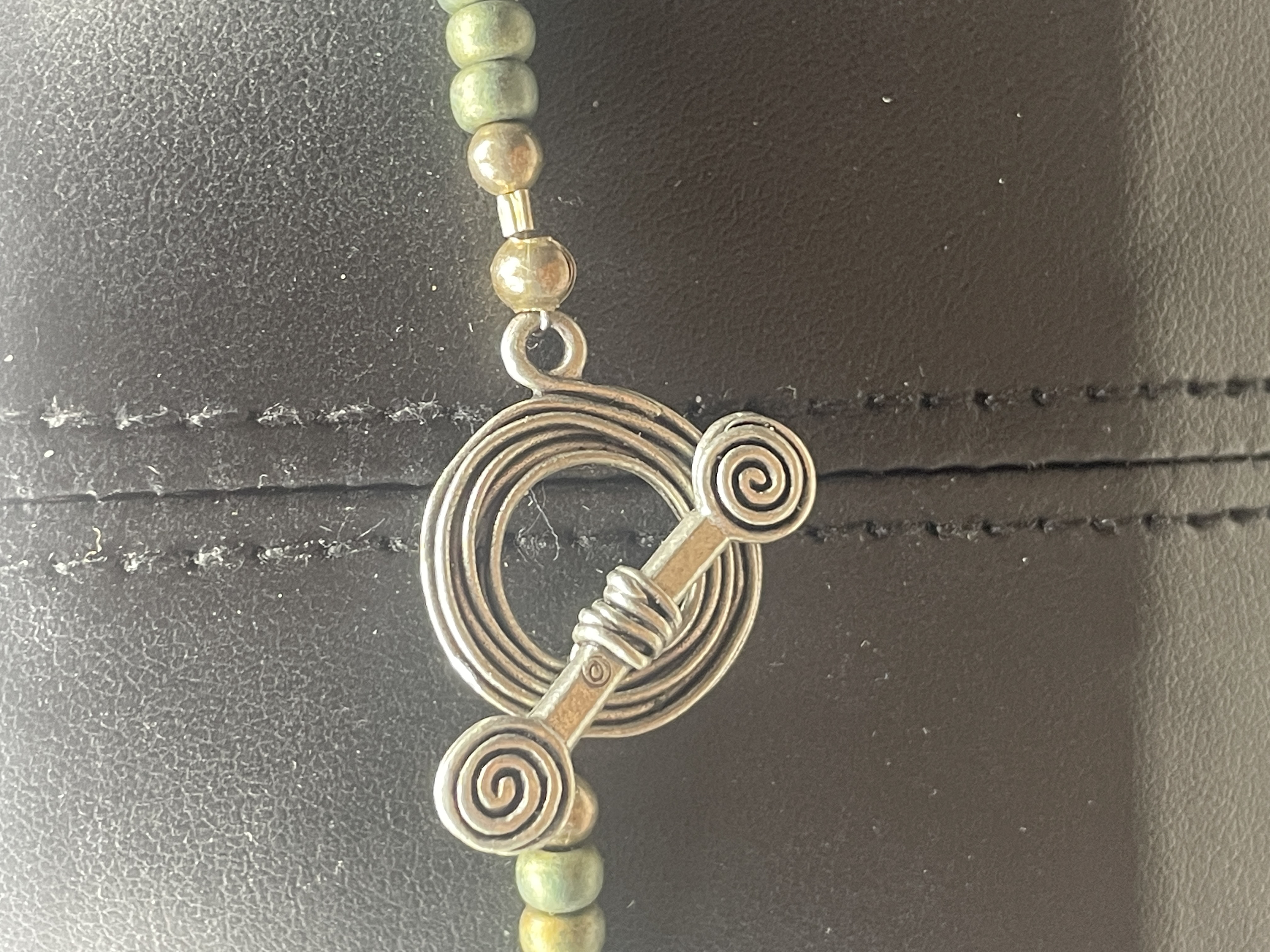 Brown Mother of Pearl Shell Disc Statement Necklace Boho Toggle Clasp picture 6